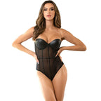 SUBBLIME - SCHWARZER BODY MIT KETTEN-HOSENTRGERN S/M - Vanelion Paradise
