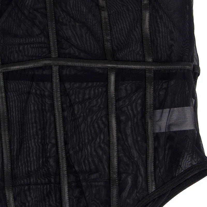 SUBBLIME - SCHWARZER BODY MIT KETTEN-HOSENTRGERN S/M - Vanelion Paradise