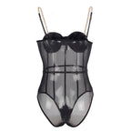 SUBBLIME - SCHWARZER BODY MIT KETTEN-HOSENTRGERN S/M - Vanelion Paradise