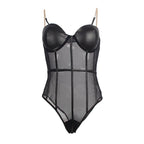 SUBBLIME - SCHWARZER BODY MIT KETTEN-HOSENTRGERN S/M - Vanelion Paradise