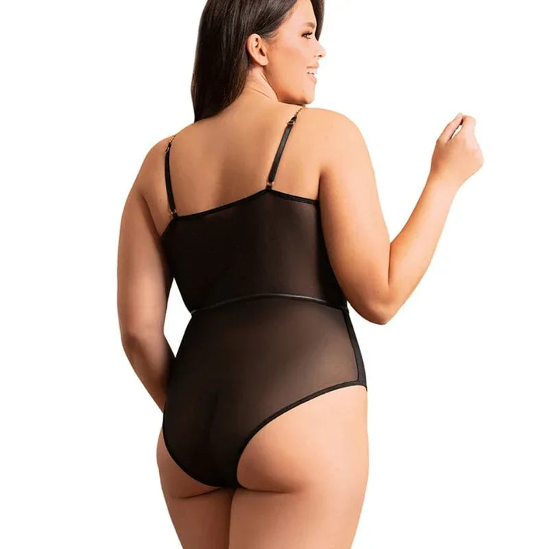 SUBBLIME - SCHWARZER BODY MIT KETTEN-HOSENTRGERN S/M - Vanelion Paradise