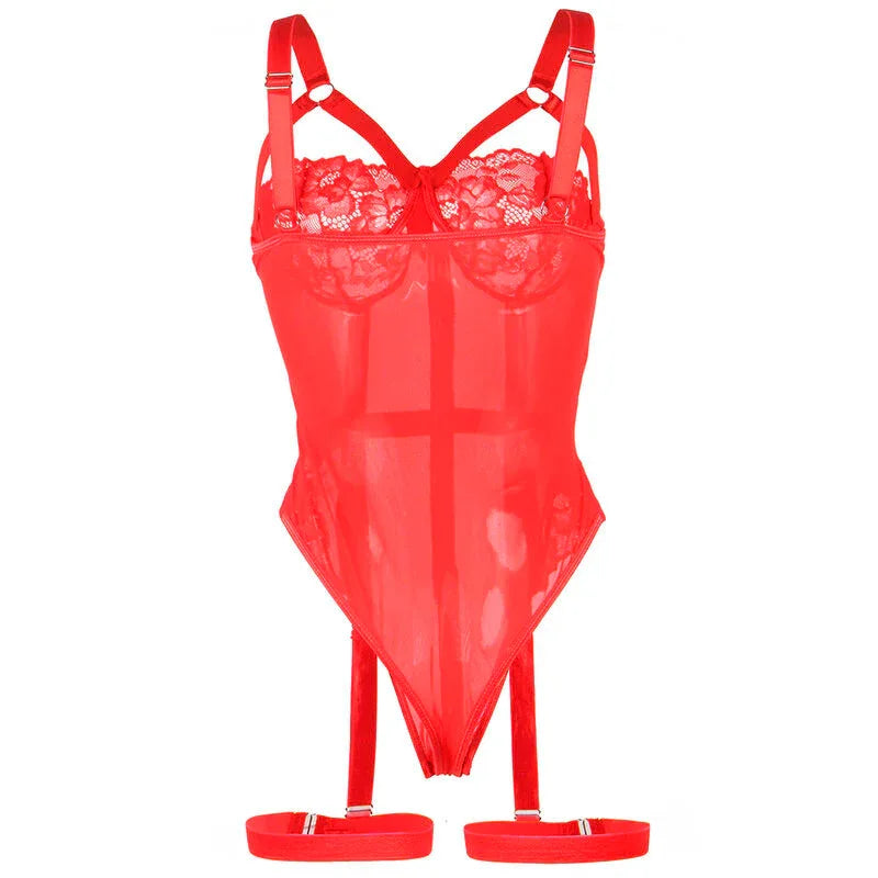 SUBBLIME - TEDDY MIT STRUMPFBAND-DETAIL BRUST ROT S/M - Vanelion Paradise