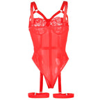SUBBLIME - TEDDY MIT STRUMPFBAND-DETAIL BRUST ROT S/M - Vanelion Paradise