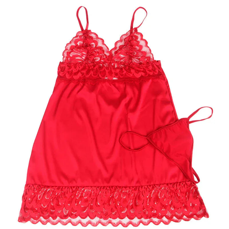 Subblime Satin-Babydoll Rot S/M – Spitze & Hakenverschluss - Vanelion Paradise
