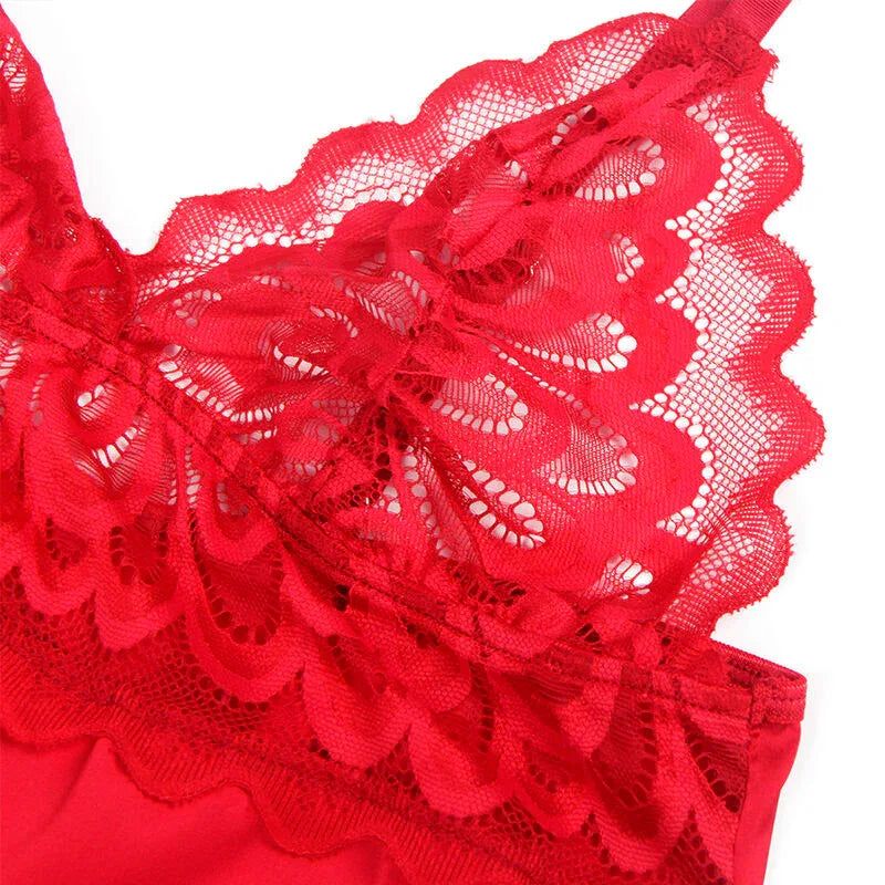 Subblime Satin-Babydoll Rot S/M – Spitze & Hakenverschluss - Vanelion Paradise