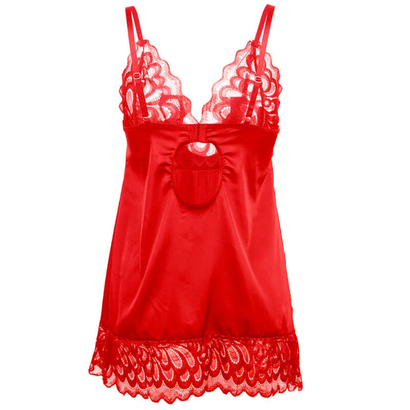 Subblime Satin-Babydoll Rot S/M – Spitze & Hakenverschluss - Vanelion Paradise