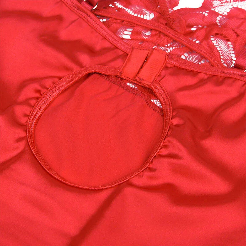 Subblime Satin-Babydoll Rot S/M – Spitze & Hakenverschluss - Vanelion Paradise