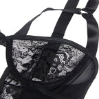 SUBBLIME - TEDDY MIT STRUMPFBAND MIT SPITZENDETAIL UND STREIFEN SCHWARZ L/XL