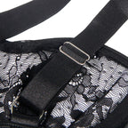 SUBBLIME - TEDDY MIT STRUMPFBAND MIT SPITZENDETAIL UND STREIFEN SCHWARZ S/M - Vanelion Paradise