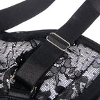 SUBBLIME - TEDDY MIT STRUMPFBAND MIT SPITZENDETAIL UND STREIFEN SCHWARZ L/XL