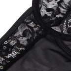 SUBBLIME - TEDDY MIT STRUMPFBAND MIT SPITZENDETAIL UND STREIFEN SCHWARZ S/M - Vanelion Paradise