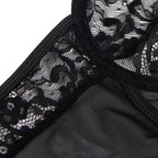 SUBBLIME - TEDDY MIT STRUMPFBAND MIT SPITZENDETAIL UND STREIFEN SCHWARZ L/XL
