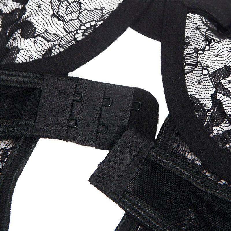 SUBBLIME - TEDDY MIT STRUMPFBAND MIT SPITZENDETAIL UND STREIFEN SCHWARZ S/M - Vanelion Paradise