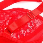 SUBBLIME - TEDDY MIT STRUMPFBAND MIT SPITZENDETAIL UND STREIFEN ROT S/M - Vanelion Paradise