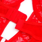 SUBBLIME - TEDDY MIT STRUMPFBAND MIT SPITZENDETAIL UND STREIFEN ROT L/XL