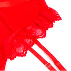 SUBBLIME - TEDDY MIT STRUMPFBAND MIT SPITZENDETAIL UND STREIFEN ROT L/XL