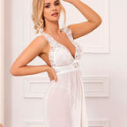 Subblime Babydoll Spitze Weiß S/M – V-Ausschnitt - Vanelion Paradise