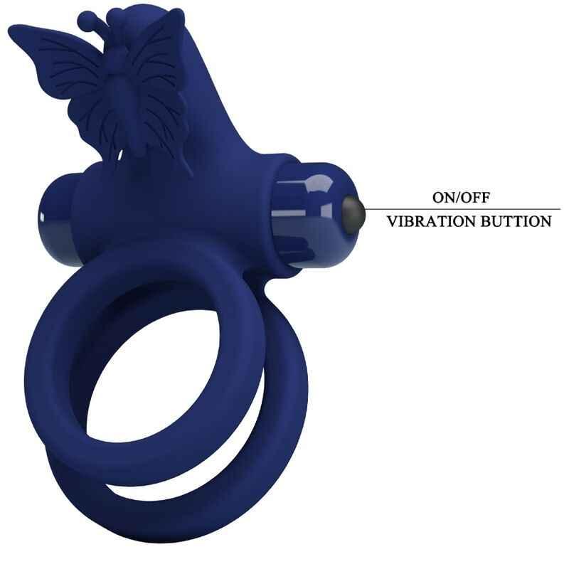 PRETTY LOVE - JAMELE DOPPELRING MIT VIBRATION & SCHMETTERLINGSTIMULATOR BLAU - Vanelion Paradise
