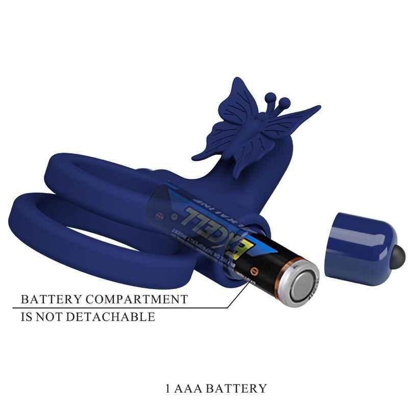 PRETTY LOVE - JAMELE DOPPELRING MIT VIBRATION & SCHMETTERLINGSTIMULATOR BLAU - Vanelion Paradise