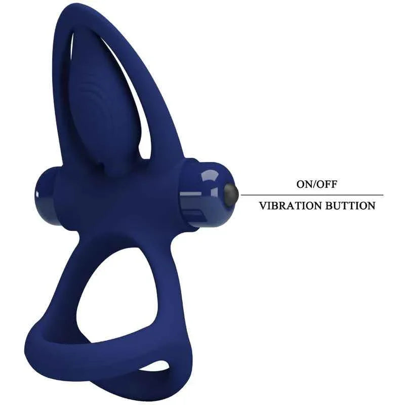 PRETTY LOVE - MAT DOPPELRING MIT VIBRATION & STIMULATOR BLAU - Vanelion Paradise