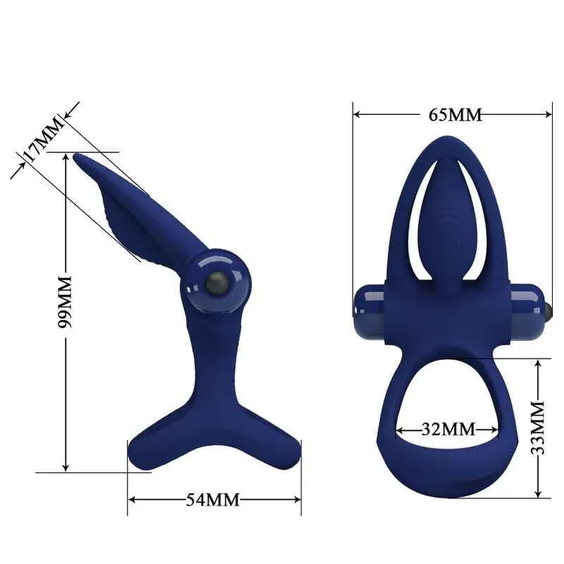 PRETTY LOVE - MAT DOPPELRING MIT VIBRATION & STIMULATOR BLAU - Vanelion Paradise