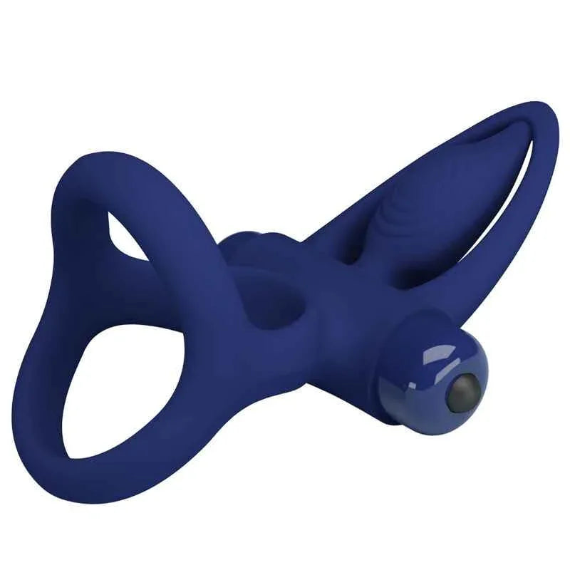 PRETTY LOVE - MAT DOPPELRING MIT VIBRATION & STIMULATOR BLAU - Vanelion Paradise