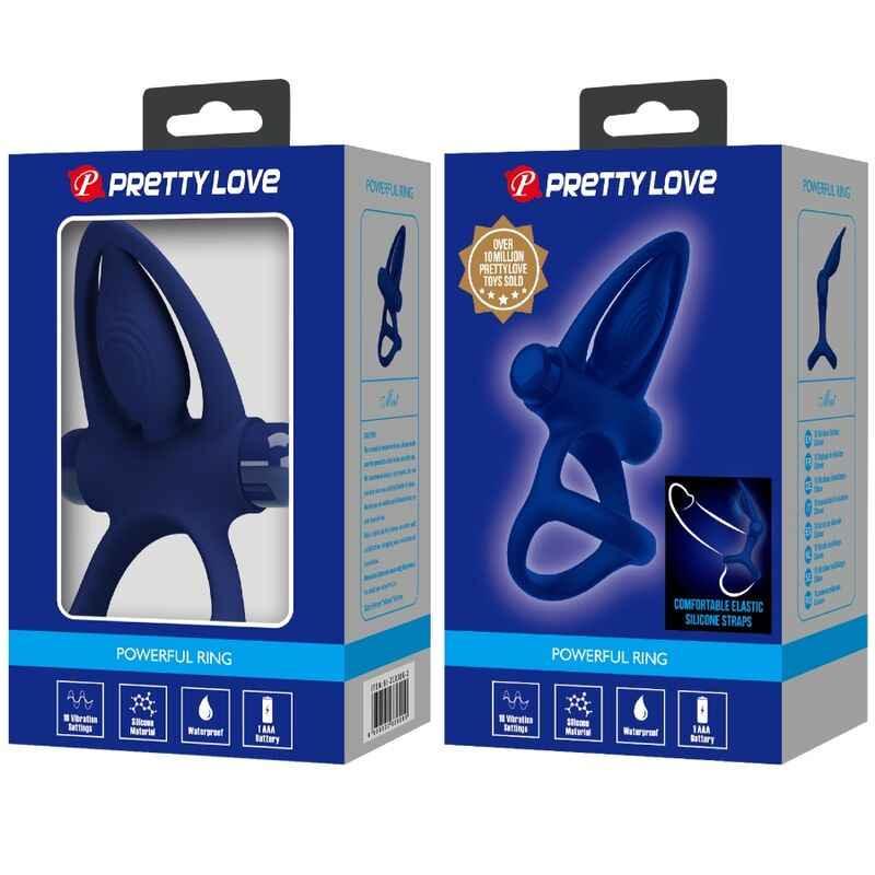PRETTY LOVE - MAT DOPPELRING MIT VIBRATION & STIMULATOR BLAU - Vanelion Paradise