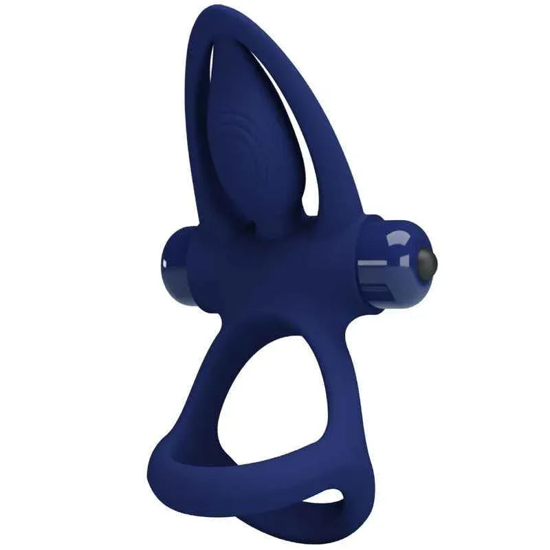 PRETTY LOVE - MAT DOPPELRING MIT VIBRATION & STIMULATOR BLAU - Vanelion Paradise