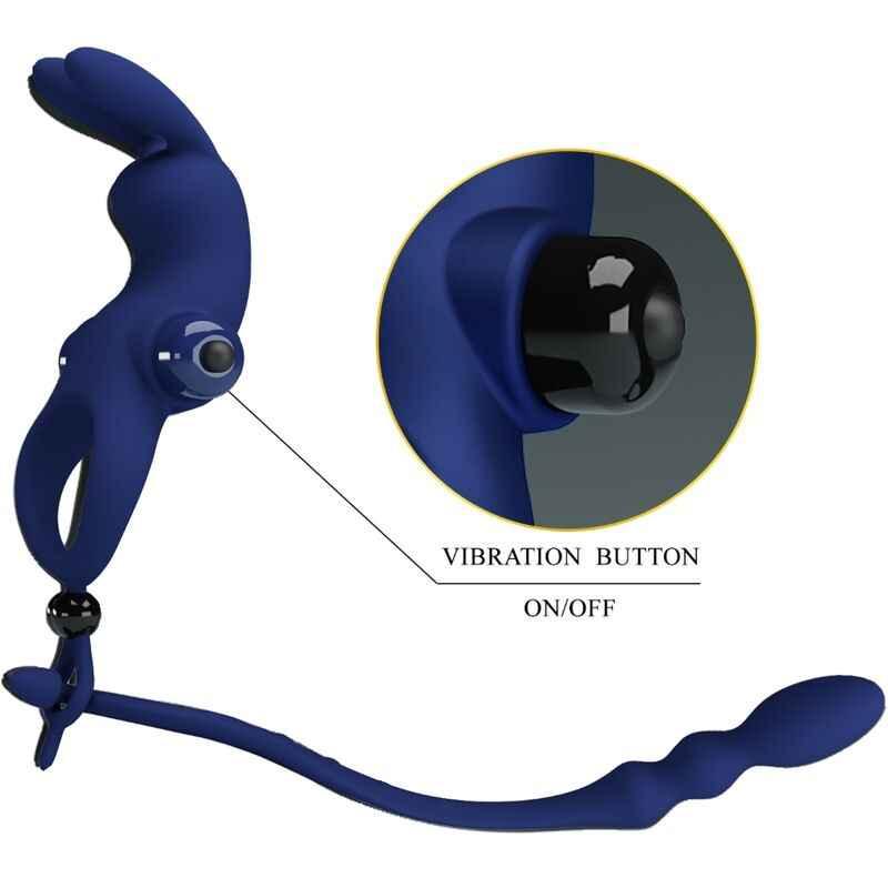 PRETTY LOVE - AYAD RABBIT VIBRATORRING MIT STECKER BLAU - Vanelion Paradise