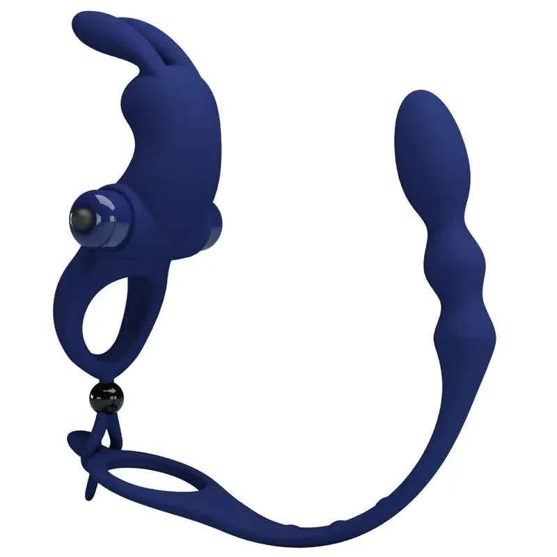 PRETTY LOVE - AYAD RABBIT VIBRATORRING MIT STECKER BLAU - Vanelion Paradise