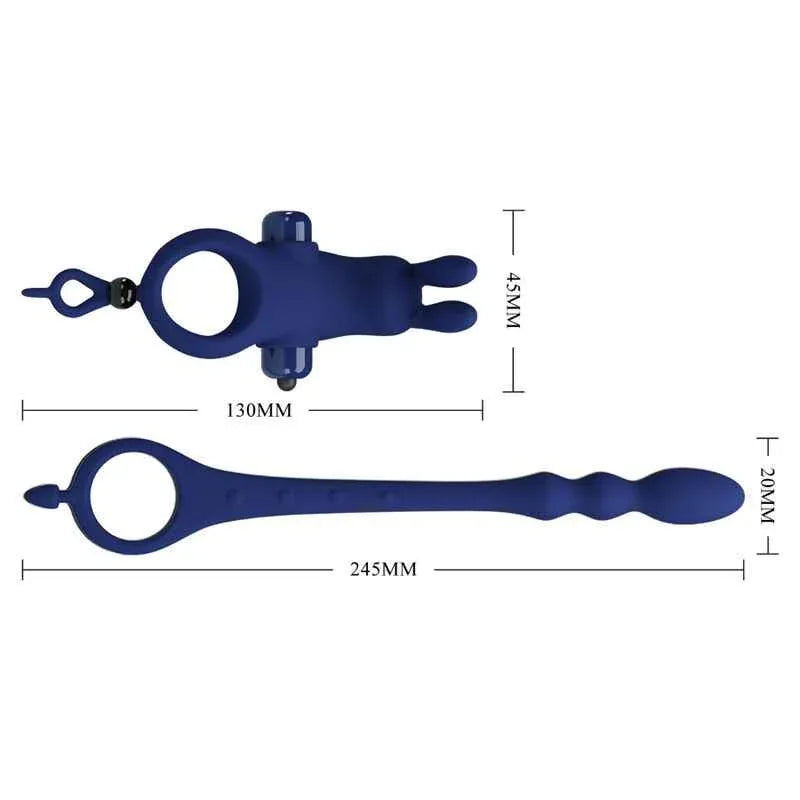 PRETTY LOVE - AYAD RABBIT VIBRATORRING MIT STECKER BLAU - Vanelion Paradise