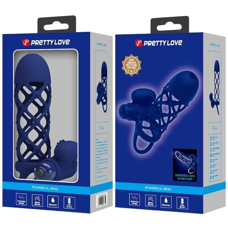 PRETTY LOVE - GIANN VIBRATORRING MIT SILIKONHÜLLE BLAU - Vanelion Paradise