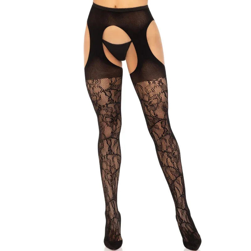LEG AVENUE - STRUMPFSTRÜMPFE AUS SPITZE SCHWARZ - Vanelion Paradise