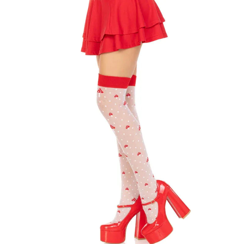 LEG AVENUE - PILZ HOHE SOCKEN ROT/WEISS - Vanelion Paradise
