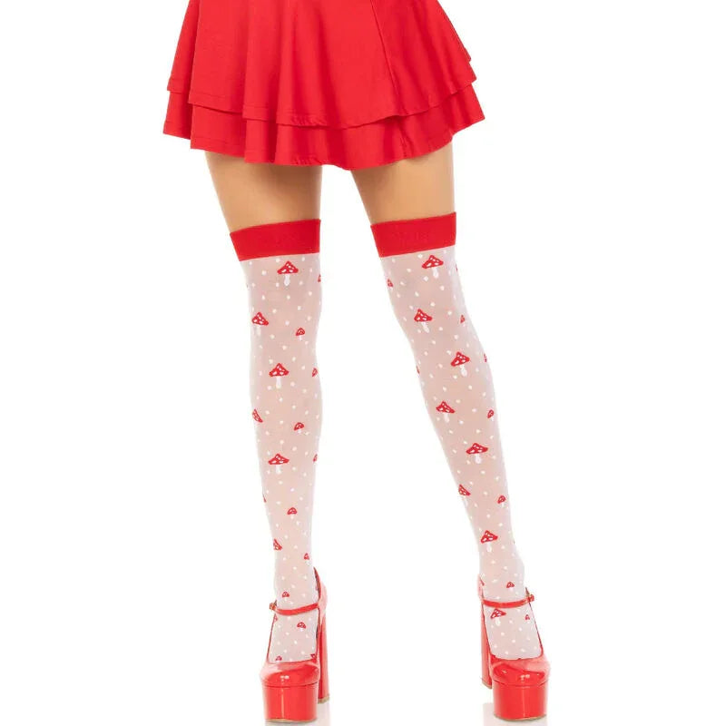 LEG AVENUE - PILZ HOHE SOCKEN ROT/WEISS - Vanelion Paradise