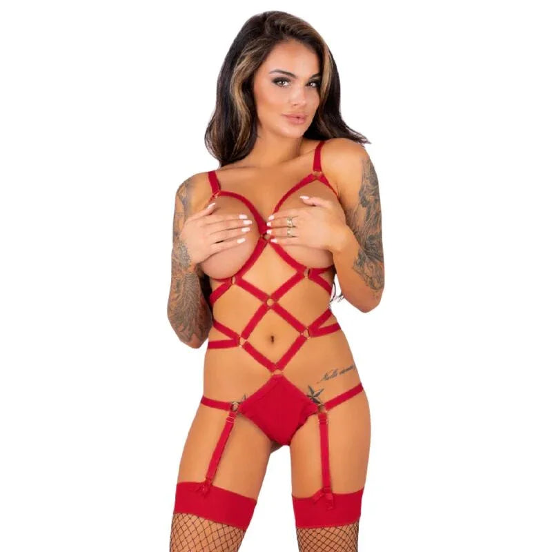 LIVCO CORSETTI FASHION - THIARA LC 20213 SET BODY + STRÜMPFE ROT S/M - Vanelion Paradise