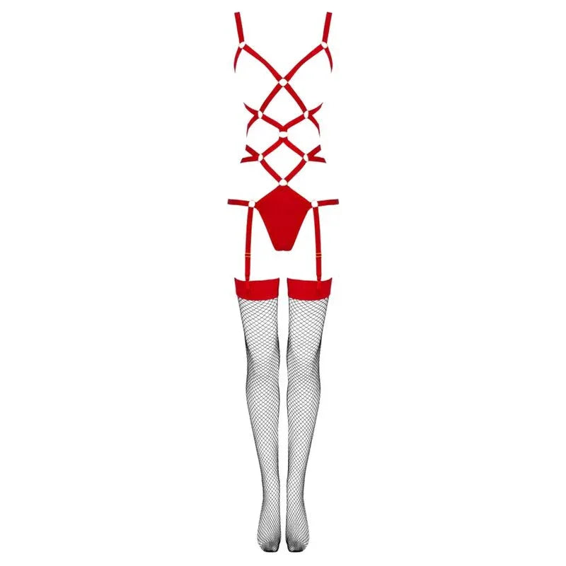 LIVCO CORSETTI FASHION - THIARA LC 20213 SET BODY + STRÜMPFE ROT S/M - Vanelion Paradise