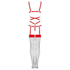 LIVCO CORSETTI FASHION - THIARA LC 20213 SET BODY + STRÜMPFE ROT L/XL