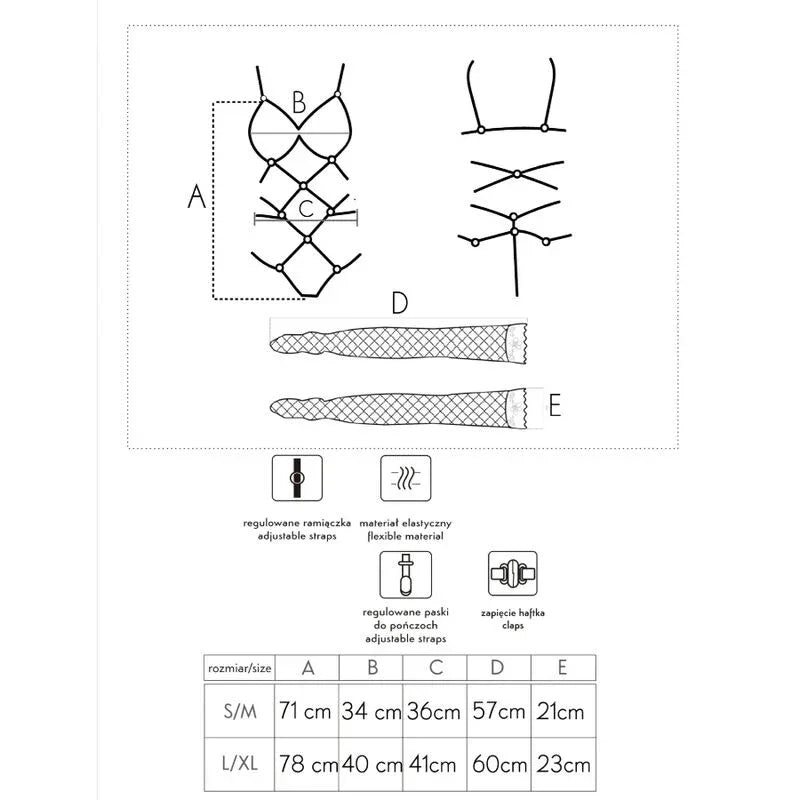 LIVCO CORSETTI FASHION - THIARA LC 20213 SET BODY + STRÜMPFE SCHWARZ S/M - Vanelion Paradise