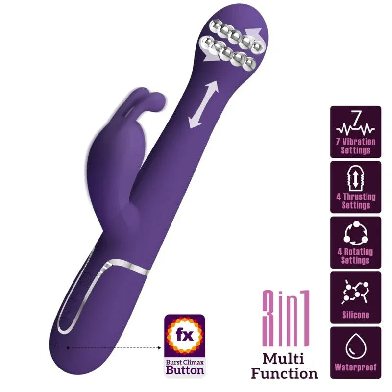PRETTY LOVE - DEJON RABBIT VIBRATOR 3 IN 1 MULTIFUNKTIONS-LILA - Vanelion Paradise