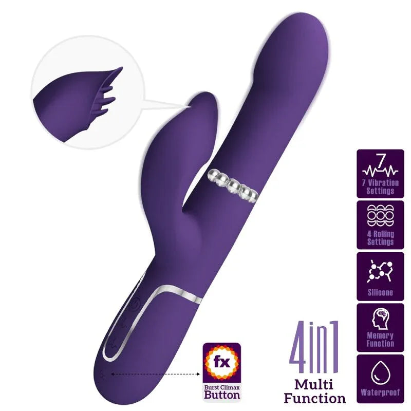 PRETTY LOVE - ZALIN RABBIT VIBRATOR PERLEN 4 IN 1 LILA - Vanelion Paradise