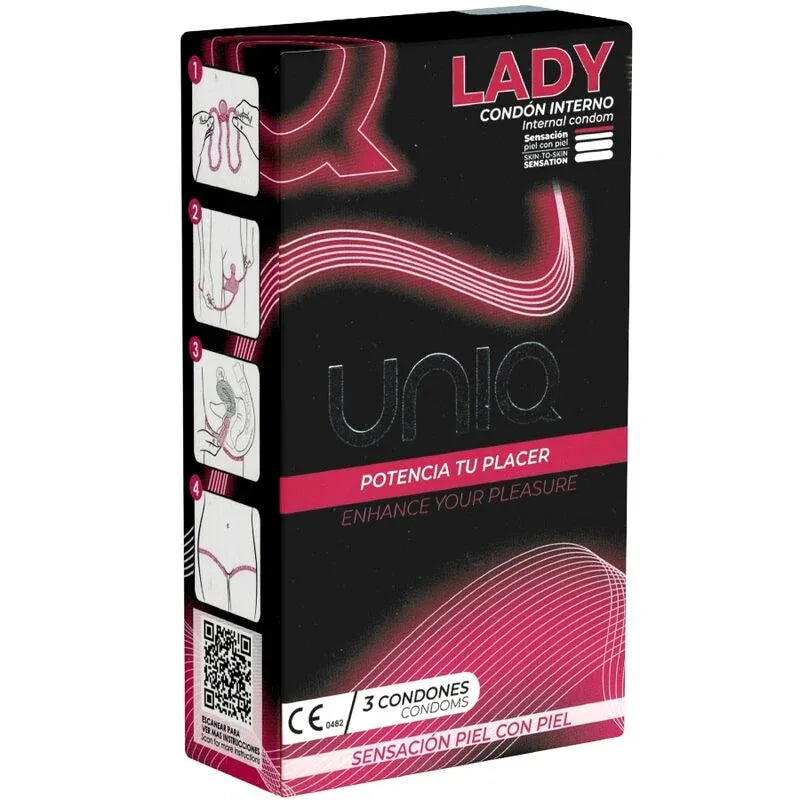 UNIQ - LADY CONDOM LATEXFREIE WEIBLICHE KONDOME MIT STRUMPFGURT 3 EINHEITEN - Vanelion Paradise