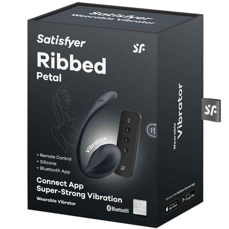 SATISFYER - RIBBED PETAL G POINT STIMULATOR FERNBEDIENUNG SCHWARZ KOSTENLOSE APP - Vanelion Paradise