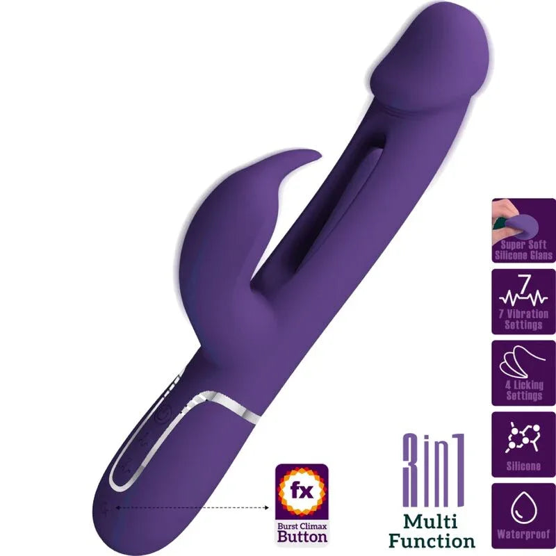 PRETTY LOVE Kampas Rabbit 3-in-1 Vibrator mit Zunge Violett – 7 Modi - Vanelion Paradise