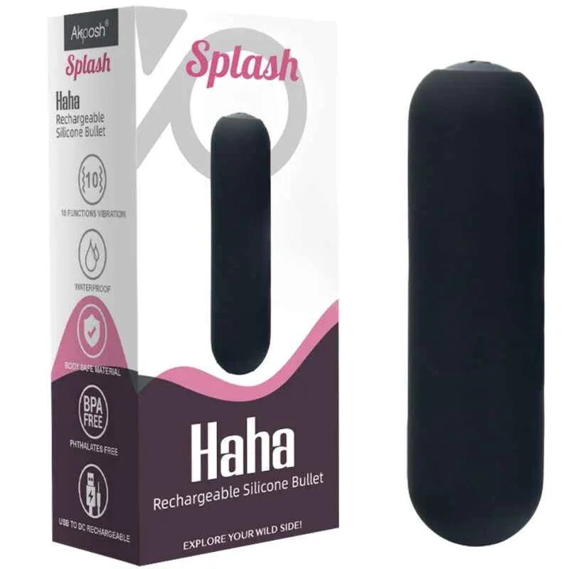 ARMONY - SPLASH HAHA VIBRATOR BULLET SILIKON 10 VIBRATIONEN 75 X 19 CM SCHWARZ - Vanelion Paradise