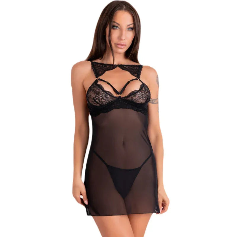 Krolina Chemise mit Tanga Schwarz - Livco Corsetti, S/M - Vanelion Paradise
