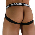 Macho MX28MA Camouflage-Jockstrap Blau L, Rückansicht mit offenen Gesäßbändern am Model