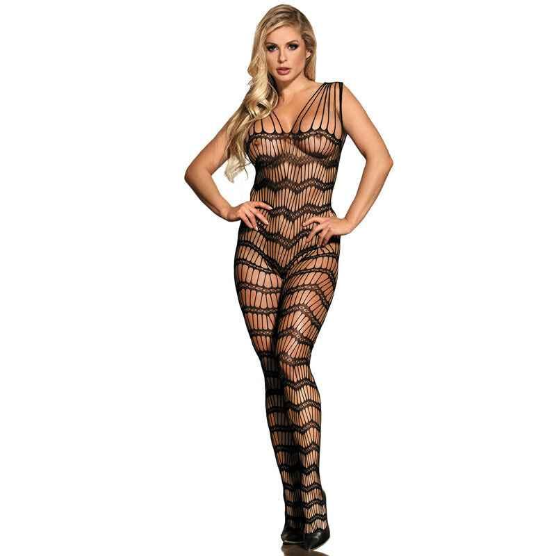 SUBBLIME - 951696 NETZ-BODYSTOCKING OHNE SCHRITT MIT TRGERN AN DEN SCHULTERN SCHWARZ EINE GRÖSSE - Vanelion Paradise