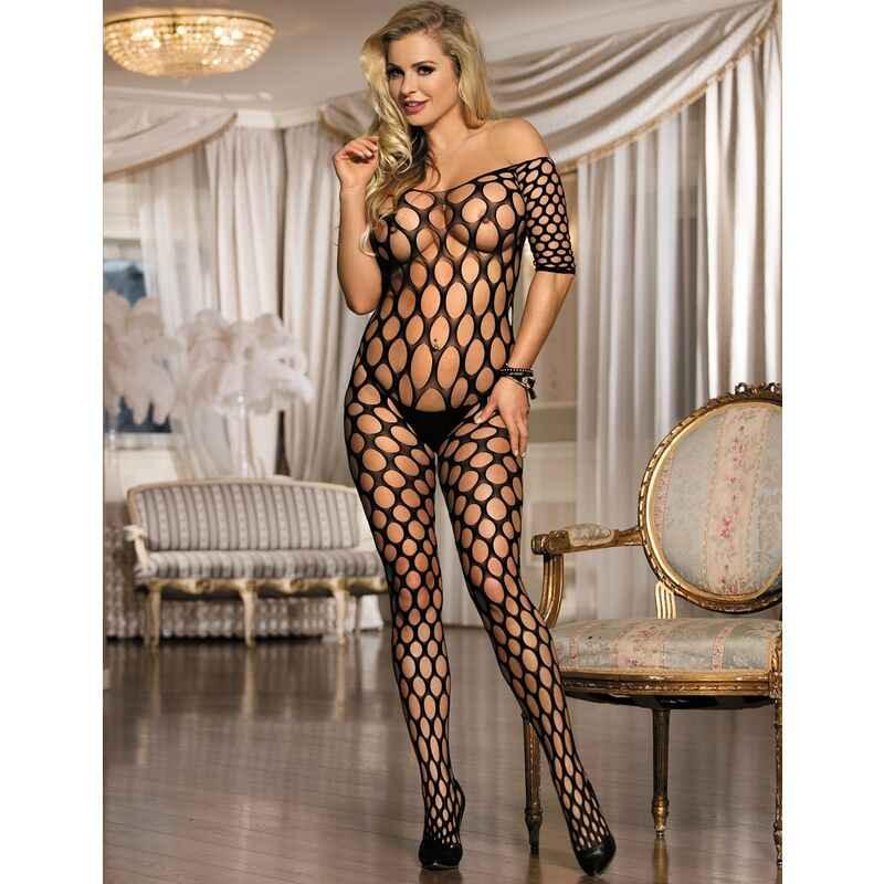SUBBLIME - 951719 OFFENE SCHULTERN NETZ-BODYSTOCKING SCHWARZ EINE GRÖSSE - Vanelion Paradise