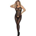 SUBBLIME - 951726 SCHWARZER ELASTISCHER NETZ-BODYSTOCKING MIT SCHRITTFREIEM UNTERTEIL EINE GRÖSSE - Vanelion Paradise